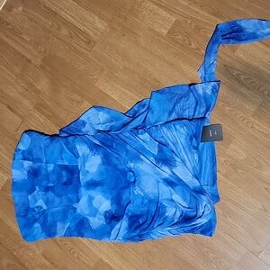 Mesh Watercolor Ruched Tube mini dress